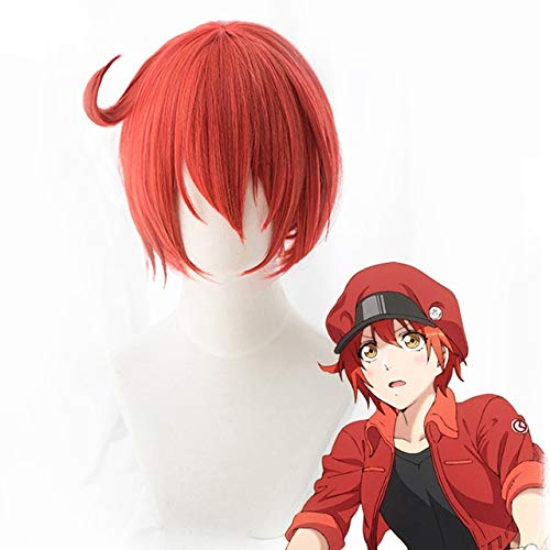 Cells at Work Wigs Erythrocyte Red Blood Cell Neutrophil Platelet Synthetic Hair Hataraku Saibou Cosplay Wig + Wig Cap von XINYIYI