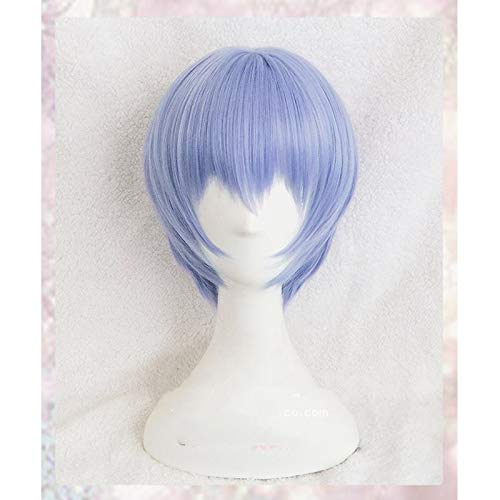 EVA Wigs Ayanami Rei Wig Short Light Blue Heat Resistant Synthetic Hair Perucas Cosplay Wigs + Wig Cap von GHK