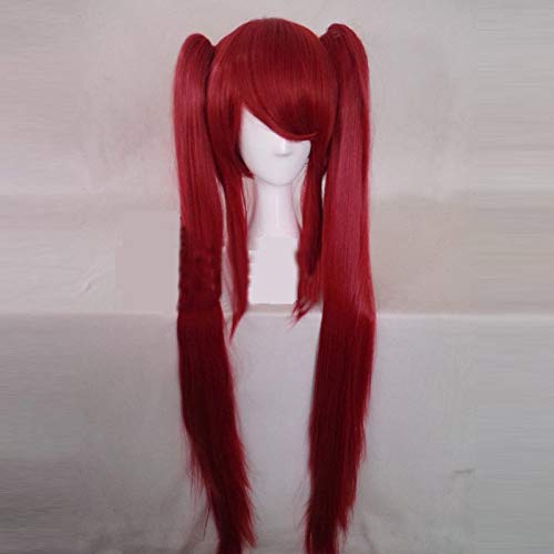 Fairy Tail Erza Scarlet Cosplay Perücken Hochtemperatur-Faser-Kunsthaar Rotes langes Haar mit doppelten Pferdeschwänzen ZY-370 von SKYXD