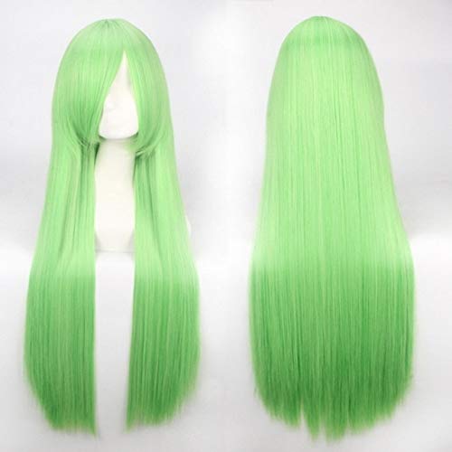 GHK 100 cm 420g Rose Net Lange Gerade Perücke Cosplay Kostüm Kunsthaar Weiß Blau Rosa Braun Grün Rot Blond Schwarz Perücken Für Frauen hellgrün von GHK