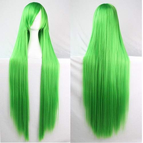 GHK 100 cm Mode Billig Gerade Lange Cosplay Perücke Schwarz Silber Weiß Rot Blau Lila Rosa Grün Synthetische Haar Perücken Für Frauen grün von GHK