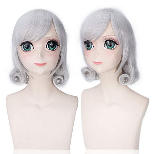 GHK 14 zoll League of Legends LOL Silber Grau Kurze Lockige Perücke Cosplay Anime Kunsthaar Halloween Kostüm Party Perücken Für Frauen von GHK