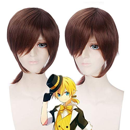 GHK 16 zoll Vocaloid Kagamine Ren Brown Cosplay Perücke Pferdeschwanz Gerade Kunsthaar Anime Halloween Kostüm Perücken Für Männer von GHK