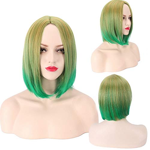 GHK 2018 Lolita Harajuku Kurze Ombre Perücke Schwarz Blond Braun Hitzebeständige Kunsthaar Anime Cosplay Party Perücken Für Frauen green ombre von GHK