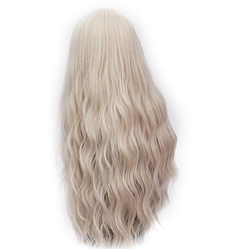 GHK 28 zoll Lange Lockige Blau Blond Grün Rosa Perücke Synthetische Natürliche Haar Anime Cosplay Halloween Kostüm Party Perücken Für Frauen beige 1 von GHK