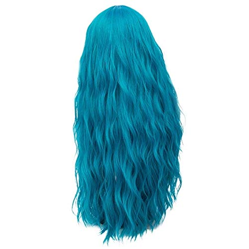 GHK 28 zoll Lange Lockige Blau Blond Grün Rosa Perücke Synthetische Natürliche Haar Anime Cosplay Halloween Kostüm Party Perücken Für Frauen blau 1 von GHK