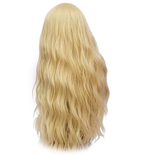 GHK 28 zoll Lange Lockige Blau Blond Grün Rosa Perücke Synthetische Natürliche Haar Anime Cosplay Halloween Kostüm Party Perücken Für Frauen blonde 2 von GHK