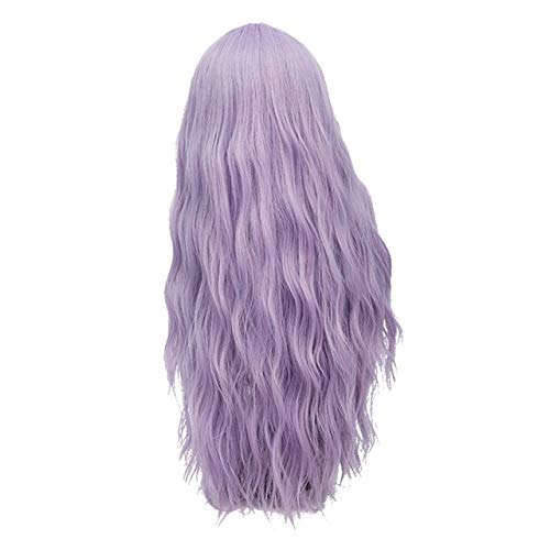 GHK 28 zoll Lange Lockige Blau Blond Grün Rosa Perücke Synthetische Natürliche Haar Anime Cosplay Halloween Kostüm Party Perücken Für Frauen licht lila 1 von GHK