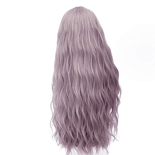 GHK 28 zoll Lange Lockige Blau Blond Grün Rosa Perücke Synthetische Natürliche Haar Anime Cosplay Halloween Kostüm Party Perücken Für Frauen silbergrau 7 von GHK