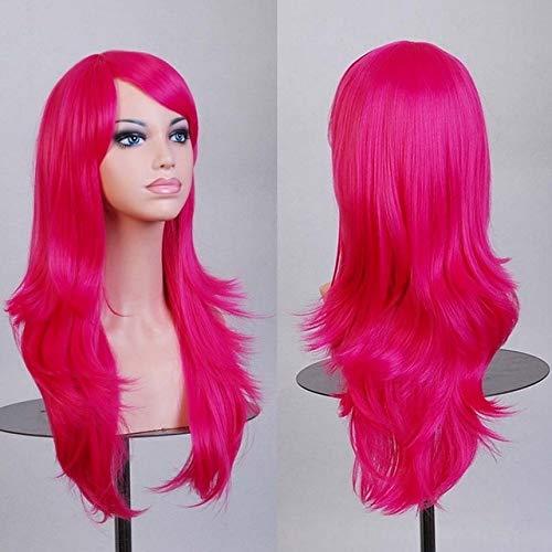 GHK 70 cm Günstige Lange Wellenförmige Perücke Kunsthaar Weiß Schwarz Rot Lila Grün Blau Blond Anime Cosplay Perücken Für Halloween Kostüm Party 09 von GHK