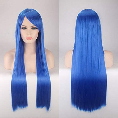 GHK 80 cm Günstige Lange Gerade Perücke Rot Blau Grün Lila Schwarz Blondes Haar Perücken Für Frauen Hitzebeständige Synthetische Anime Cosplay Haar 18 von GHK
