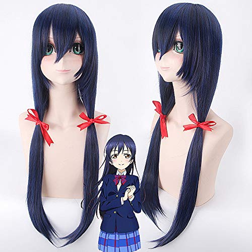 GHK 80 cm Sonoda Umi Anime Cosplay Dunkelblau Lange Liebe Live Perücke Mit Pony Gerade Kunsthaarperücken Für Frauen von GHK