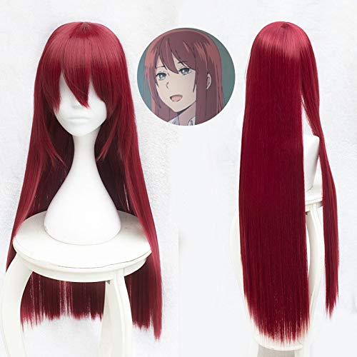 GHK 80cm Steins Gate Makise Kurisu Christina Assistent Rot Gerade Lange Perücke Cosplay Perücke Halloween von GHK