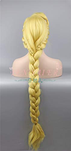 GHK Adult Tangled Cosplay Perücke Prinzessin Rapunzel Lange Zöpfe Blonde Kunsthaar von GHK