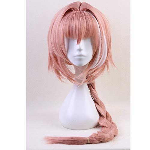 GHK Anime Astolfo Perücke Fate Grand Order Apocrypha Highlights Lange Rosa Pferdeschwanz Perücke Cosplay 80 CM Hitzebeständige Synthetische Haarperücken von GHK