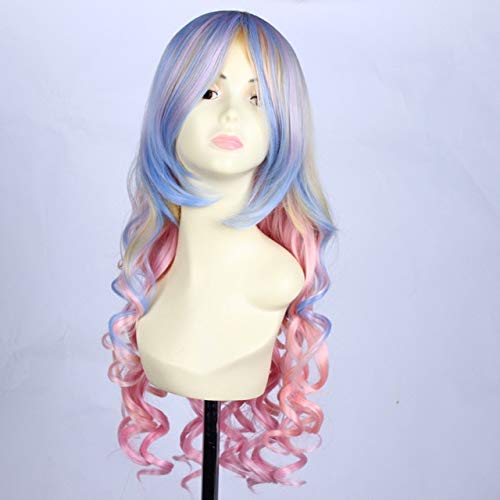 GHK Anime Lange Wellenförmige Regenbogen Party Perücke Mit Pony Synthetische Haar Rot Grün Blau Ombre Cosplay Kostüm Farbige Perücken Für Frauen bunte 1 GHK Anime Lange Wellenförmige Regenbogen Party Perücke Mit Pony Synthetische Haar Rot Grün Blau Ombre Cosplay Kostüm Farbige Perücken Für Frauen bunte 1 von GHK