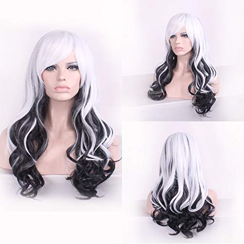 GHK Anime Lange Wellenförmige Weiß Schwarz Ombre Perücke Cosplay Kostüm Japanischen Harajuku Lolita Haar Perücken Für Frauen von GHK