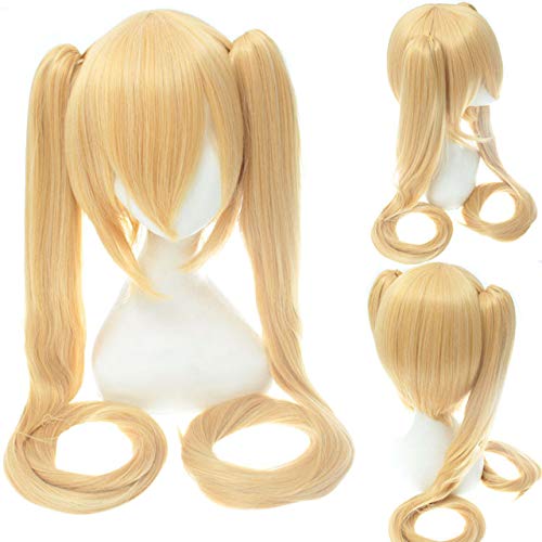 GHK Anime Vocaloid Hatsune Miku Perücke Schwarz Rock Shooter Senbon Zakura Cosplay Perücke Lange Synthetische Haar Chip Pferdeschwänze + Perücke Kappe blond 4 GHK Anime Vocaloid Hatsune Miku Perücke Schwarz Rock Shooter Senbon Zakura Cosplay Perücke Lange Synthetische Haar Chip Pferdeschwänze + Perücke Kappe blond 4 von GHK