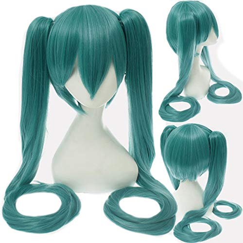 GHK Anime Vocaloid Hatsune Miku Perücke Schwarz Rock Shooter Senbon Zakura Cosplay Perücke Lange Synthetische Haarspan Pferdeschwänze + Perücke Kappe grün 3 GHK Anime Vocaloid Hatsune Miku Perücke Schwarz Rock Shooter Senbon Zakura Cosplay Perücke Lange Synthetische Haarspan Pferdeschwänze + Perücke Kappe grün 3 von GHK