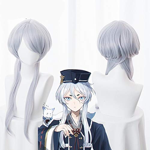 GHK Blau Gerade Hakusan Yoshimitsu Licht Cos Perücke Hitzebeständige Synthetische Cosplay Haar Touken Ranbu Online Cosplay Perücke von GHK