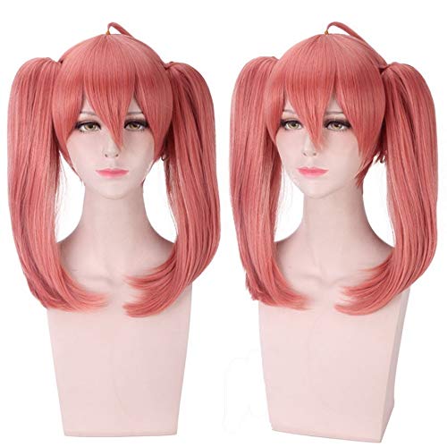 GHK DARLING In Der FRANXX MIKU Rosa Cosplay Perücke Kunsthaar Halloween Kostüm Frau Perücken Mit Double Chip Pferdeschwänze 40 cm von GHK