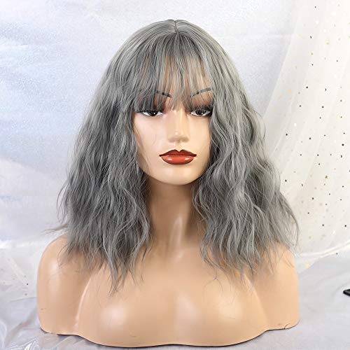GHK Dünne Pony Kurze Lockige Perücken Hitzebeständige Synthetische Lockige Perücken für Frauen Mode Haar Mix Blau Cosplay Faser Perücken GHK Dünne Pony Kurze Lockige Perücken Hitzebeständige Synthetische Lockige Perücken für Frauen Mode Haar Mix Blau Cosplay Faser Perücken von GHK