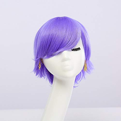 GHK Fahion Günstige Synthetische Kurze Herrenperücke Weiß Lila Blau Gelb Schwarz Silber Grau Grün Rot Anime Cosplay Perücken Für Party 30 cm hellviolett von GHK