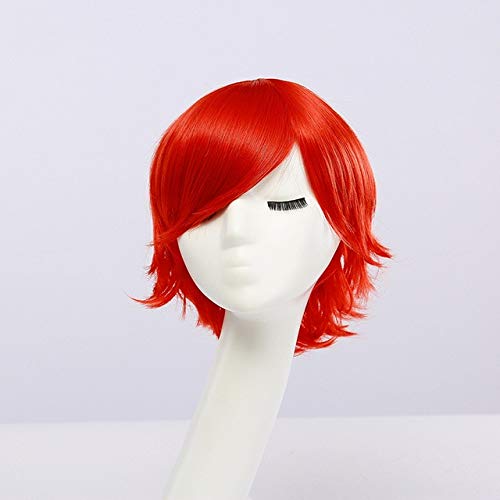 GHK Fahion Günstige Synthetische Kurze Herrenperücke Weiß Lila Blau Gelb Schwarz Silber Grau Grün Rot Anime Cosplay Perücken Für Party 30 cm rot von GHK