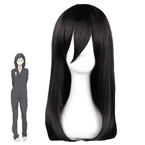 GHK Haikyuu !! Volleyball Club Karasuno High School Kiyoko Shimizu Cosplay Perücken 45cm lang Schwarz Hitzebeständige Cosplay Perücke von GHK