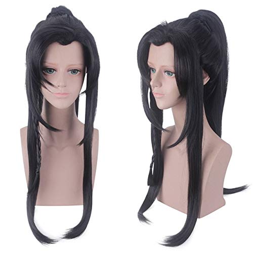 GHK Hochwertige Chinesische Alte Gerade Lange Schwarze Perücke Cosplay Party Perücken Mit Pferdeschwanz 531 von GHK