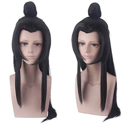 GHK Hochwertige Chinesische Alte Gerade Lange Schwarze Perücke Cosplay Party Perücken Mit Pferdeschwanz 532 von GHK