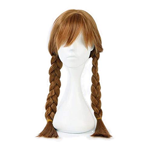 GHK Hohe Qualität Anime Cosplay Prinzessin Elsa Anna Perücke Blonde Braun Geflochtene Synthetische Kunsthaar Halloween Kostüm Perücken Für Erwachsene Anna lange perücke von GHK