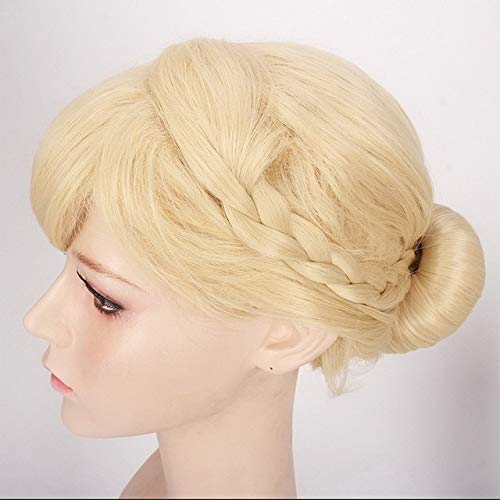 GHK Hohe Qualität Anime Cosplay Prinzessin Elsa Anna Perücke Blonde Braun Geflochtene Synthetische Kunsthaar Halloween Kostüm Perücken Für Erwachsene elsa Updo von GHK