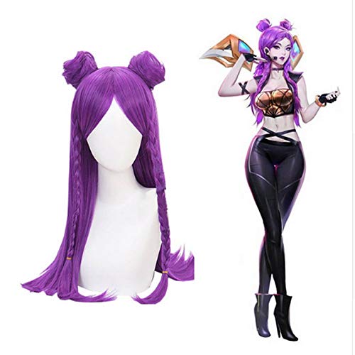 GHK League Of Legends Perücke LOL K/DA Kaisa Cosplay 80cm lang Lila Kunsthaar Perücken Perucas Halloween Kostüm Party Perücken von GHK