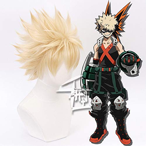 GHK My Boku no Hero Akademie Bakugou Katsuki Bakugo Kurze Blonde Perücke Cosplay Kostüm Hitzebeständige Synthetische Haarperücken von GHK