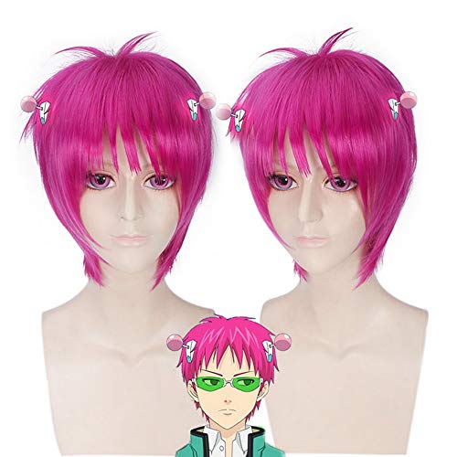 GHK Saiki Kusuo keine sai-nan Straght Kurze Rosa Perücke Männer Kunsthaar Anime Cosplay Perücken Für Halloween Kostüm Party 30 cm von GHK