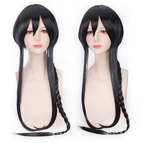 GHK Schwarz Vocaloid China Yuezheng Ling Cosplay Perücke Haar Mit Zwei Pferdeschwanz Perücken Peitsche 100 cm Synthetische Lange von GHK