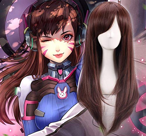 GHK lange glatte braune Haare Cosplay OW D.Va Hana Song Cosplay Perücke von GHK
