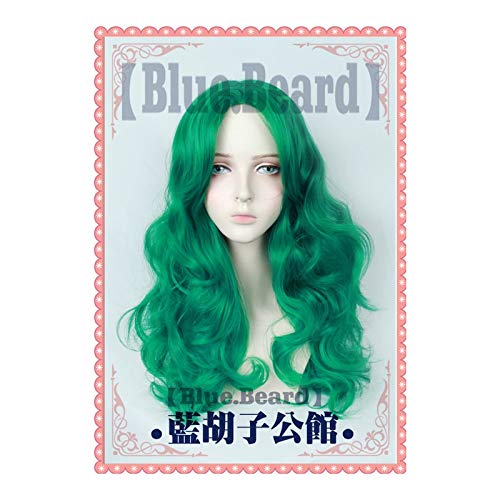 Sailor Moon Kaiou Michiru Perücken Sailor Neptune Long Green Curly Hitzebeständige synthetische Haare Cosplay Kostüm Perücke MZ-7419 von SKYXD