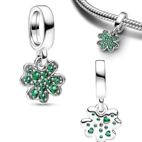 GHMIOU Charm-Anhänger aus 925er-Sterlingsilber, für Armbänder, Halsketten, Filmhelden und Blumen, Cartoon-Charms, Schmuck (Lucky Grass) von GHMIOU