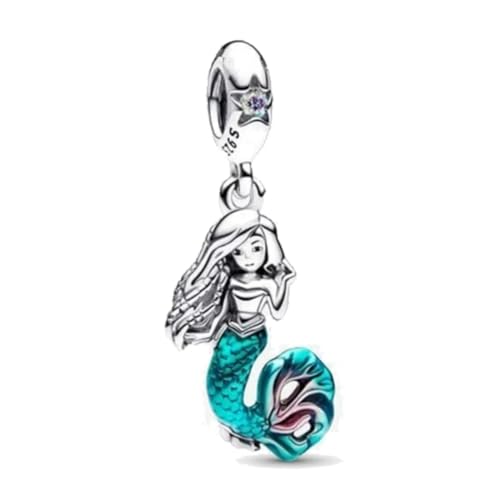 GHMIOU Charm-Anhänger aus 925er-Sterlingsilber, für Armbänder, Halsketten, Filmhelden und Blumen, Cartoon-Charms, Schmuck (Mermaid) von GHMIOU