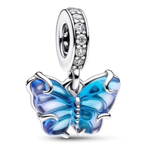 GHMIOU Charm-Anhänger aus 925er-Sterlingsilber, für Armbänder, Halsketten, Filmhelden und Blumen, Cartoon-Charms, Schmuck (Butterfly) von GHMIOU