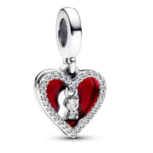 GHMIOU Familie Liebe 925 Sterling Silber 5A Zirkonia Charm Anhänger für Armband Charm Bead Pendant für Europäische Armbänder Halsketten Schmuck Geschenk für Damen Frauen (Heart12) von GHMIOU