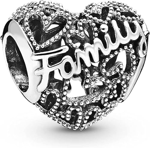 GHMIOU Familie Liebe 925 Sterling Silber 5A Zirkonia Charm Anhänger für Armband Charm Bead Pendant für Europäische Armbänder Halsketten Schmuck Geschenk für Damen Frauen (Heart09) von GHMIOU