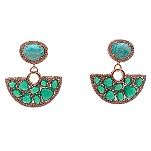 GHNQBAHID 13x35mm Green gold plated Stud Earrings Luxurious Style Exquisite Women Earring von GHNQBAHID