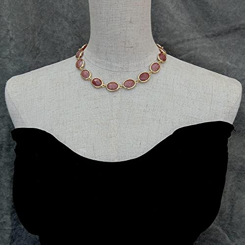 GHNQBAHID 14x18mm Muscovite Necklace Oval Shape Faceted Bezel Set Women Jewelry Birthday Gift von GHNQBAHID