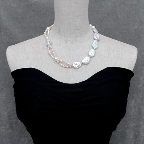 GHNQBAHID Cultured White Keshi Pearl Asymmetric Necklace Designer Women Jewelry von GHNQBAHID