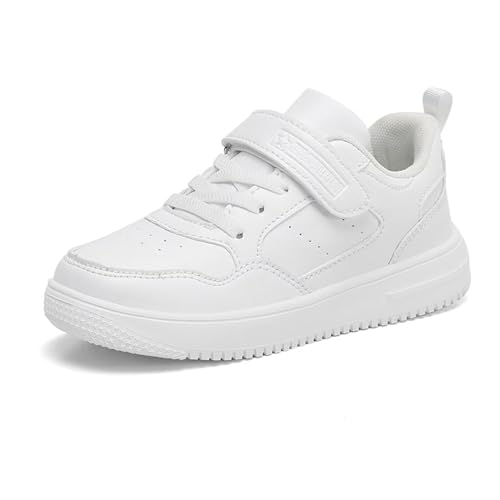 GHOSOHDE Laufschuhe Kinder Turnschuhe Mädchen Jungen Leicht Atmungsaktiv Sportschuhe Freizeit Outdoor Hallenschuhe Weiß 28 von GHOSOHDE