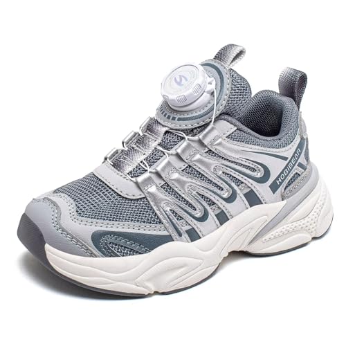 GHOSOHDE Sneaker Kinder Turnschuhe Jungen Laufschuhe Mädchen Sportschuhe Atmungsaktiv Leicht Outdoor Freizeitschuhe Grau 29 von GHOSOHDE