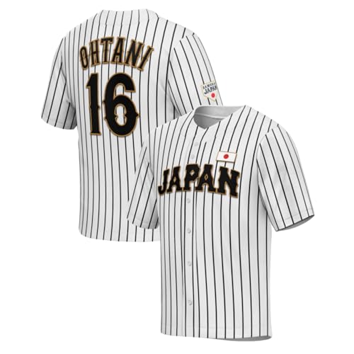 GHOSTWEAR Herren Trikot #16 Japan Baseball Trikots Hip Hop Short, Weiss/opulenter Garten, XXL von GHOSTWEAR